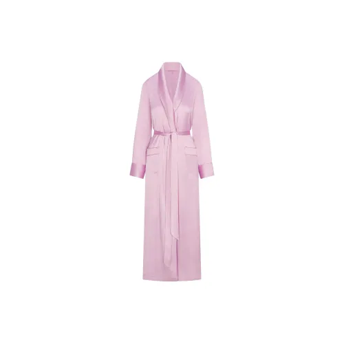 SKIMS Valentine's Day Collection SS25 WOVEN SHINE LONG ROBE Sleep Robe Women's Розовая роза Розовая роза