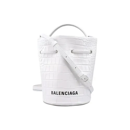 Balenciaga Кожа Ведрообразная Сумка Сумка через плечо Сумка Женская Белая