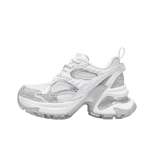 LOMOQUEEN Юбка Резистентная Легкая Увеличение Высоты Низкий Топ Толстая Подошва Женская Звездно-Белая