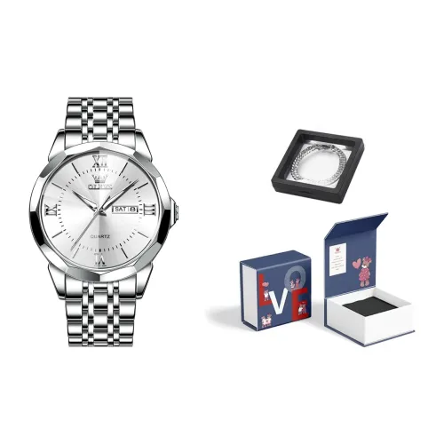 OLEVS Wisdom Series Кварцевый механизм ремешок из нержавеющей стали мужские часы белый циферблат