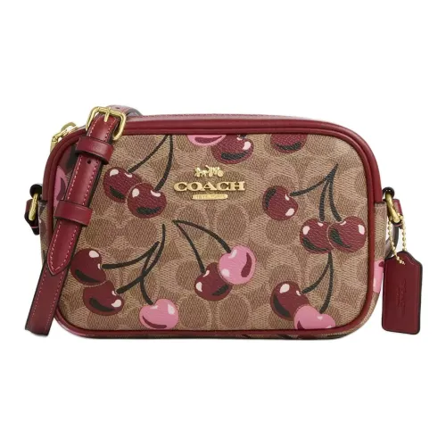 COACH Jamie Покрытый холст Camera Сумка Сумка через плечо Маленькая женская сумка Коричневый