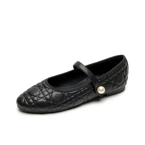 QITUMAUL Планшет Обувь Mary Jane 1cm Женская Черная