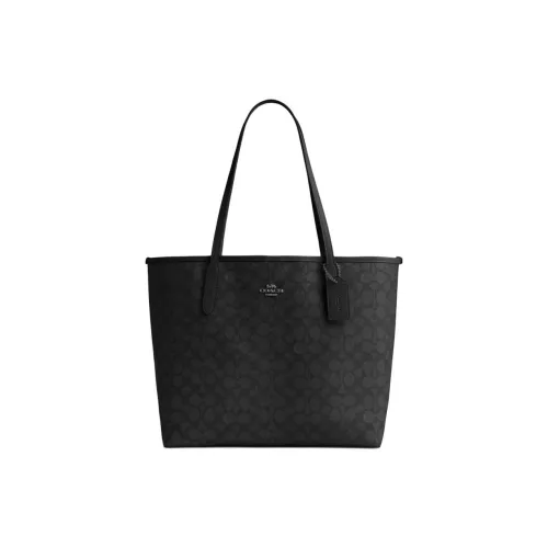 COACH Городская Сумка из искусственной кожи Сумка для покупок Сумка Большая Женская Угольно-черная