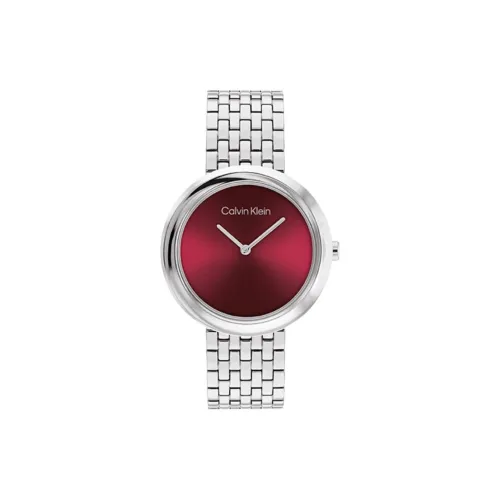 CALVIN KLEIN Наручные часы Кварцевый механизм Стальной ремешок 34 мм Красный циферблат Женские часы