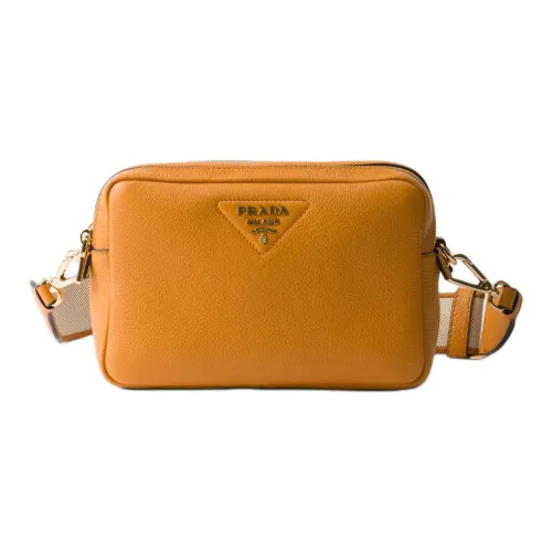PRADA Кожа Camera Сумка Сумка через плечо Маленькая женская Янтарно-желтая