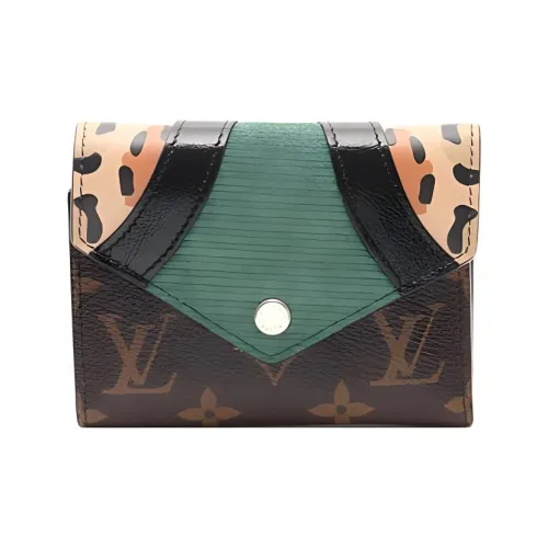 LOUIS VUITTON Victorine Монограмма Холст Коровья Кожа Victoria Кошелек Женские Коричневый Зеленый