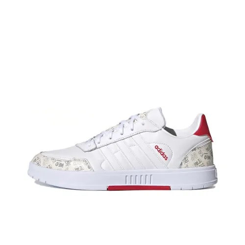 MY King Mansleep x Adidas Neo Courtmaster Slip-resistant Shock Absorbers Low Top Skateboard Shoes Unisex White Red