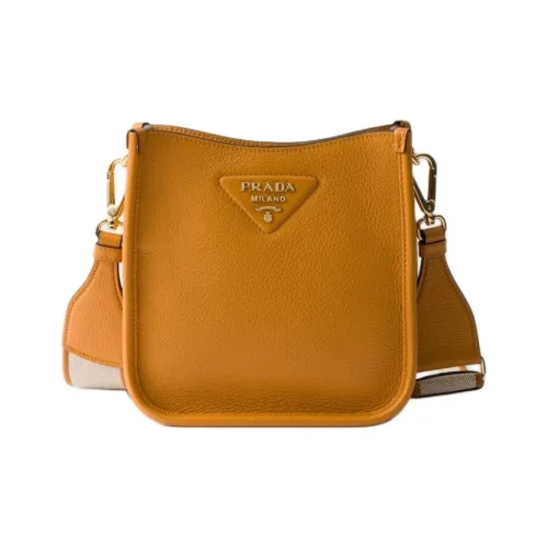 PRADA Сумка через плечо из кожи мини женская янтарного цвета