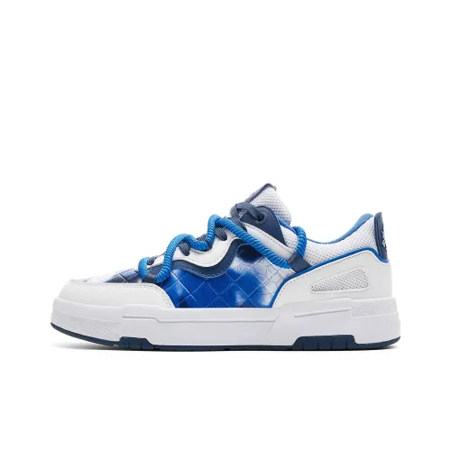 PEAK Износостойкие Дышащие Скейтбординг Кроссовки с Низким Топом Мужские Полностью Белые Юные Синие