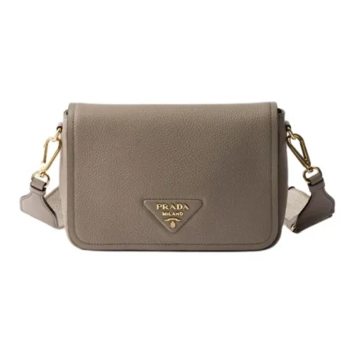 PRADA Сумка через плечо из коровьей кожи женская светло-серого цвета