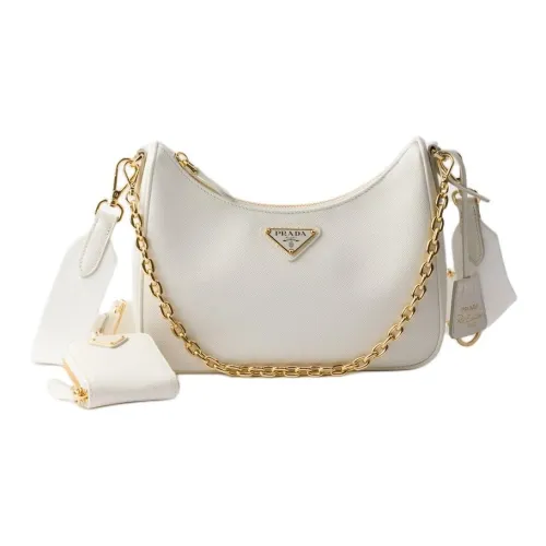 PRADA RE Edition Телячья кожа Сумка-хобо Сумка через плечо Сумка через плечо Мини Женская Белая