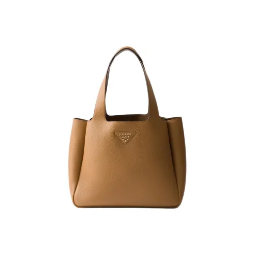 PRADA Vitello Dino Коровья кожа Тоут Сумка Сумка для покупок Сумка среднего размера Женская CAMEL