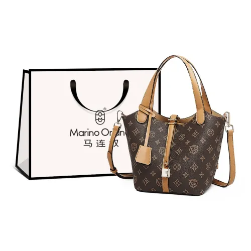 MARINO ORLANDI Синтетическая кожа Ведрообразная сумка Корзина Сумка Стандартная Женская Экрю Кофе