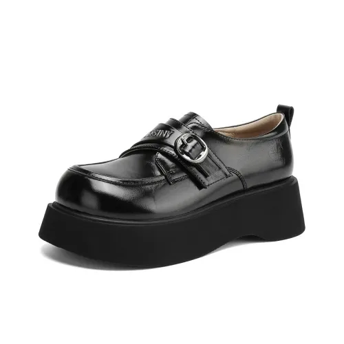 JOSINY Винтаж Британский стиль Стиль Позиционирование Премиум Ощущение Маленькие Кожаные Туфли Лоферы Каблук 5 см Женские