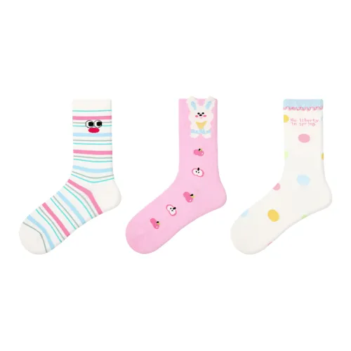 Vine Color Высокие носки Унисекс 3 упаковки Кокос Зеленый Фрукт Кролик