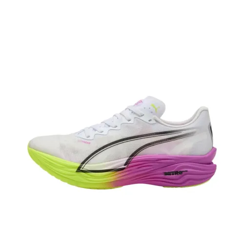 PUMA Deviate NITRO Беговые кроссовки Низкий верх Белый Зеленый Розовый Мужской