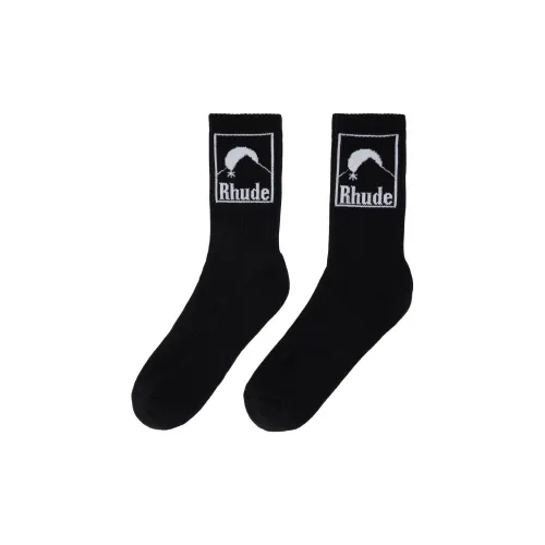 RHUDE 1 Пачка Черные Мужские Носки до Икры MID