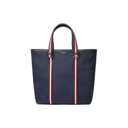 BALLY Ткань Тоут Сумка Сумка для покупок Сумка среднего размера унисекс Полночный синий Красно-белый