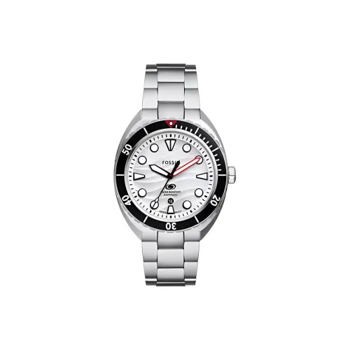 FOSSIL Наручные часы Кварцевый механизм Ремешок из нержавеющей стали 42 мм Белый циферблат Мужские часы