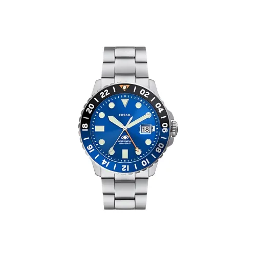 FOSSIL Наручные часы Кварцевый механизм Нержавеющая сталь Ремешок 46 мм Синий циферблат Мужские часы