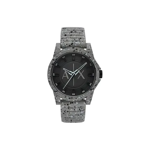 ARMANI EXCHANGEAE Наручные часы Кварцевый механизм Силиконовый ремешок 44 мм Черный циферблат Мужские часы