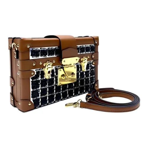 LOUIS VUITTON PETITE MALLE Кожа Твердая Коробка Сумка через плечо Женская Коричневая Черная