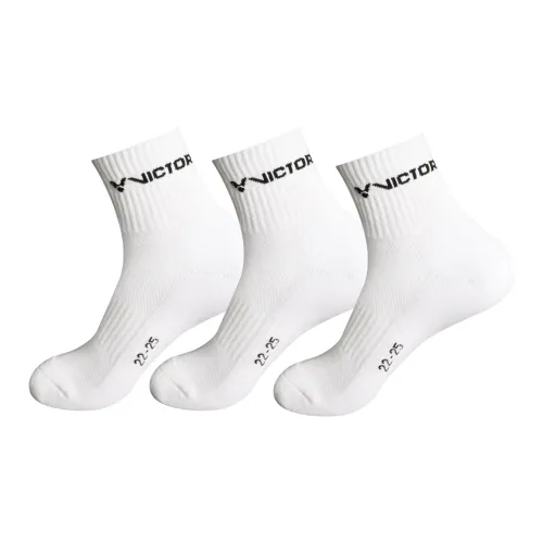 Victor 3 пары Белые Унисекс Носки до икры MID