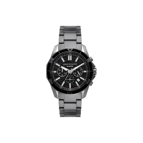 ARMANI EXCHANGEAE Мужские часы Кварцевый механизм Ремешок из нержавеющей стали 44 мм Черный циферблат