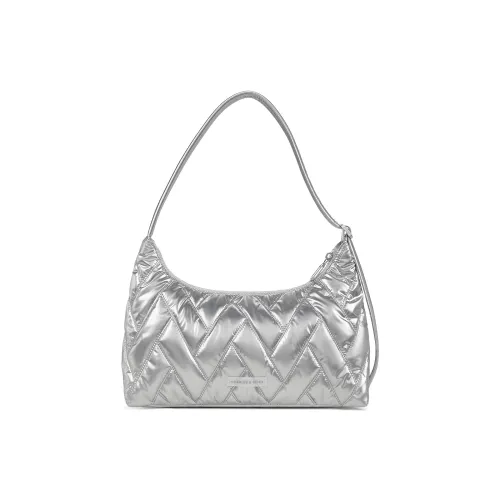 CHARLES KEITH Ткань Нейлон Плечевая Сумка Маленькая Женская Серебряный Гуава Розовый