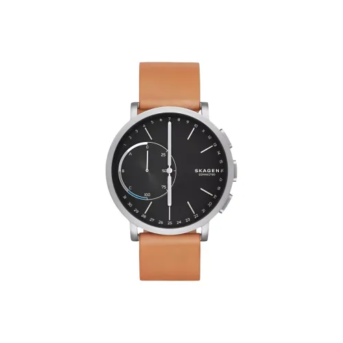 SKAGEN Watch Кварцевый механизм Кожаный ремешок 40 мм Черный циферблат Унисекс