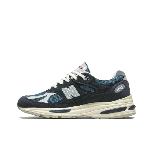 New Balance NB 991 V2 Устойчивый к истиранию Низкий Топ Беговые кроссовки Мужской Темно-синий