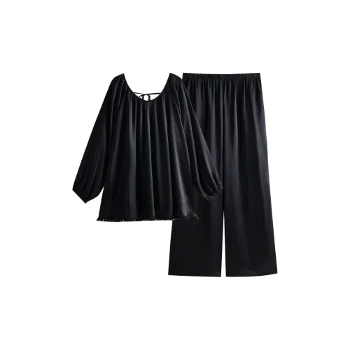 Same Language Пижамный комплект женский глубокий черный цвет