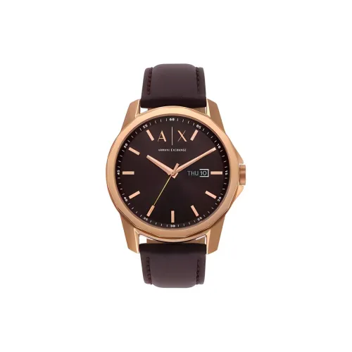 ARMANI EXCHANGEAE Men's Watches Кварцевый механизм ремень из натуральной кожи 44 мм коричневый циферблат