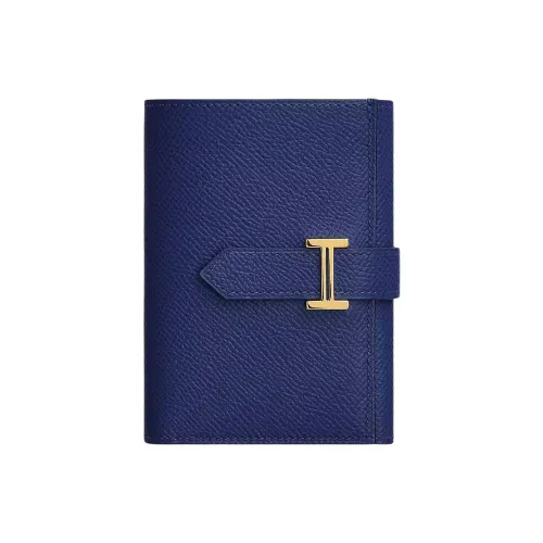 HERMES Bearn Epsom Телячья кожа Кошелек Женские 73 BLEU Saphir Сапфирово-синий