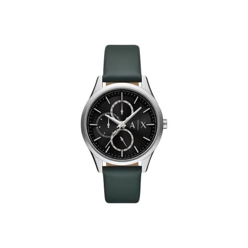 ARMANI EXCHANGEAE Наручные часы Кварцевый механизм Кожаный ремешок 42 мм Черный циферблат Мужские часы