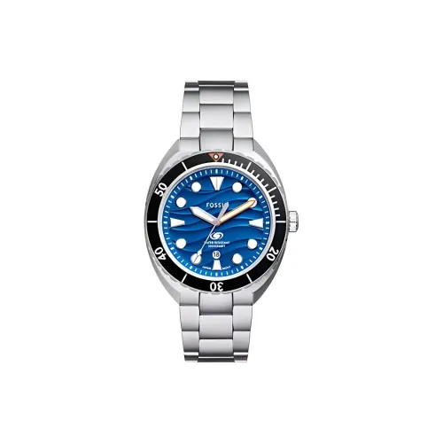 FOSSIL Наручные часы Кварцевый механизм Нержавеющая сталь Ремешок 42 мм Синий циферблат Мужские часы