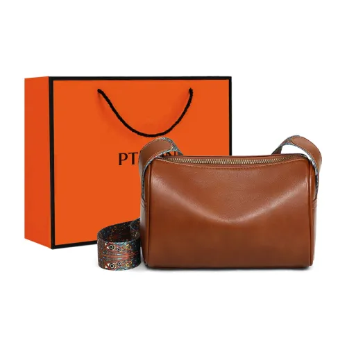 PT'SON Коровья кожа с синтетической кожей подушка сумка через плечо обычная женская темно-коричневая