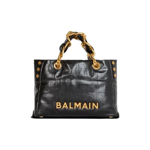 BALMAIN 1945 Телячья кожа Тоут Сумка Сумка для покупок Сумка на плечо Сумка Маленькая Женская Черная