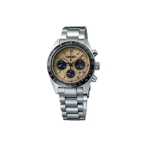 SEIKO Солнечный механизм часы с ремешком из нержавеющей стали 39 мм мужской золотой циферблат