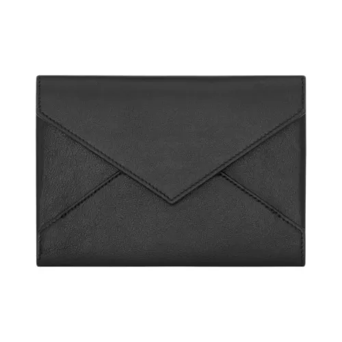 SAINT LAURENT Телячья кожа с овечьей кожей Держатель для паспорта Женский Черный
