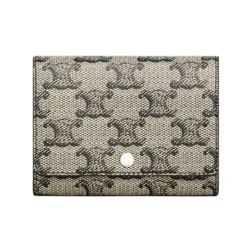 CELINE Triomphe Холст Картхолдер Мужской Светлый Умбра