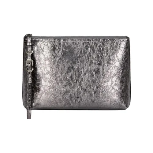 GIVENCHY Voyou Laminated Lambskin Clutch Women's Silver Gray GIVENCHY Voyou Ламинация из овечьей кожи клатч женский серебряный серый