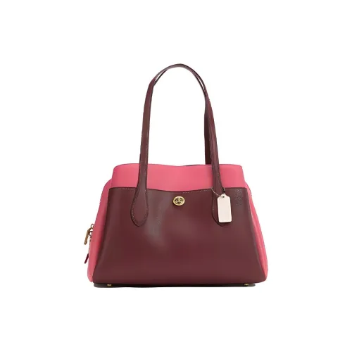 COACH Кожа Сумка через плечо Средняя Женская Розовая Многоцветная