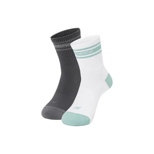 Skechers Comfort Sports Series 2 пачки Белый/Дымчатый Серый 05G3 Мужские носки до икры MID
