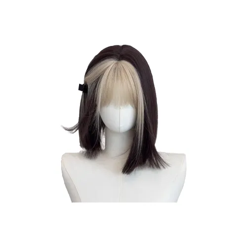 FYOSEE [Городской Hunter] Белый золотой Bangs Краситель Перука для коротких волос для женских волос Full Голова