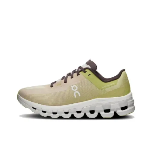 On Cloudflow Амортизация Износостойкие Низкие Кроссовки для Бега Женские Желто-Белые