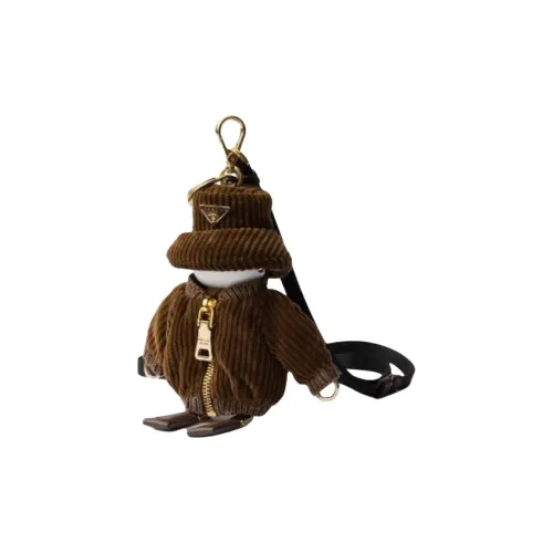 PRADA Эмаль Металл Хлопок Брелоки Унисекс Коричневый