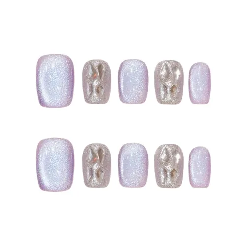 COLLEEN Sparkling Cat's Eye Collection Таро Ледяной кристалл False Nail Короткий Квадрат Фиолетовый Однотонный 15 мм 10 шт
