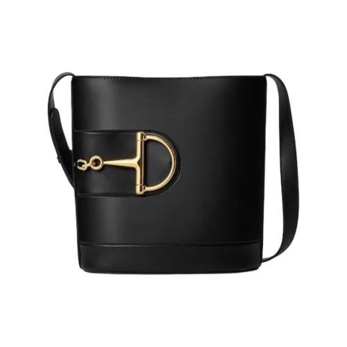 GUCCI Гладкая кожа ведрообразная сумка плечевая сумка маленькая унисекс черная