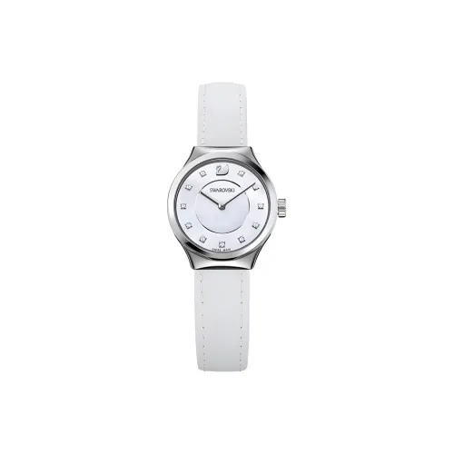 Swarovski Наручные часы Кварцевый механизм Кожаный ремешок 28 мм Белый циферблат Женские часы